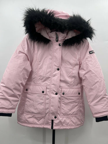 Juicy Couture Kids Parka Jacket Girls Pink Faux Fur Hood Puffer Winter Cozy M Juicy Couture