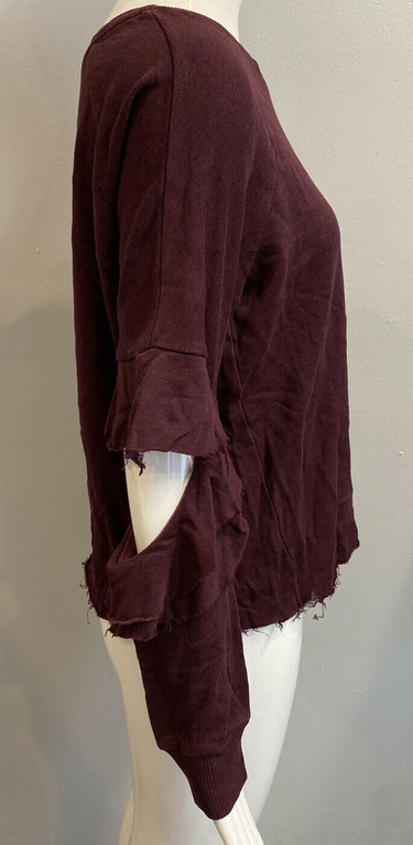 NWT Lanston Womens Porter Ruffle Pullover Burgundy Size L Burgundy