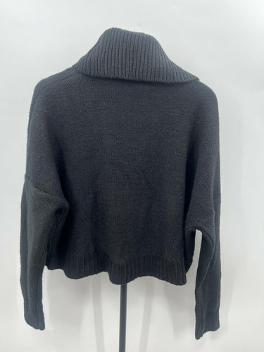 JACK by BB Dakota Black Cable Knit Cowl Neck Cropped Sweater S