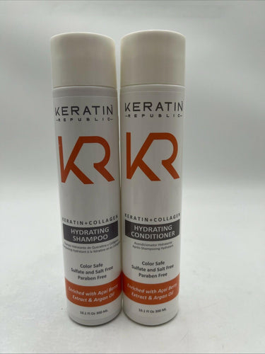Keratin + Collagen Hydrating Shampoo & Hydrating Conditioner 10.1 Oz Keratin Republic