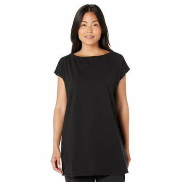 Eileen Fisher Woman Bateau Neck Boxy Tunic Black S Eileen Fisher