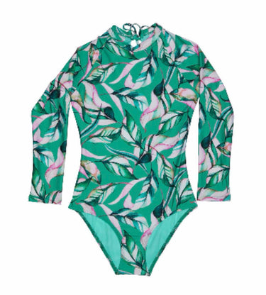 Beach Lingo Womens Go-Go Lily Long Sleeve One-Piece (Big Kids) Surf 10 Beach Lingo