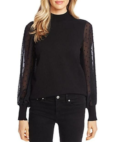 CeCe Women's Mock Neck Contrast Long Sleeve Sweater Size S Cece
