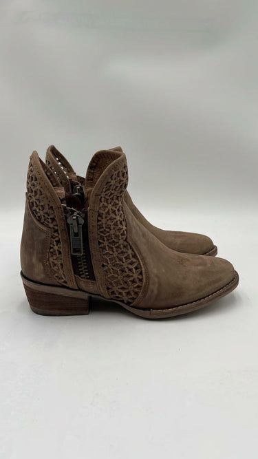 Womens Circle G side zip ankle Boots Q5020 Tan leather size 7.5M Circle G