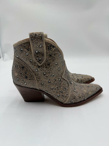 Jessica Simpson Women's Zadie Western Bootie, Champagne, 7 Jessica Simpson