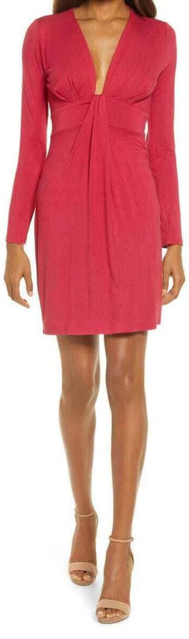 Fraiche by J Woman's Wine Deep Neck Short Dress Size L Fraiche by J