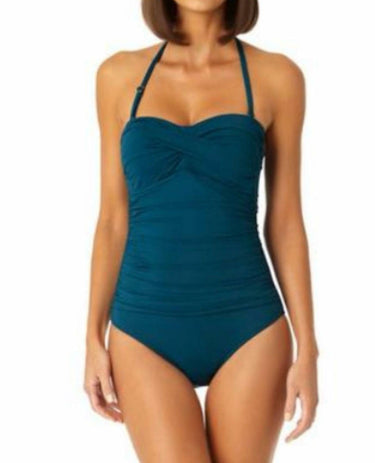 Anne Cole Women's Front-Shirred Bandeau One-Piece Swimsuit Swimwear 12 Anne Cole