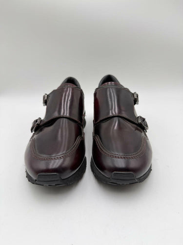 Tod's Men’s Double Monk Strap Shoe Sneakers Burgundy Leather Size 5A UK