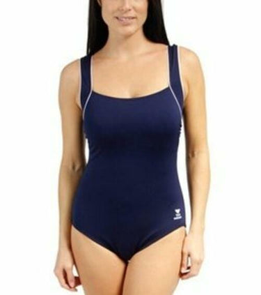 TYR Woman's swimwear Solid Square Neck Controlfit - Navy Size 10 TYR