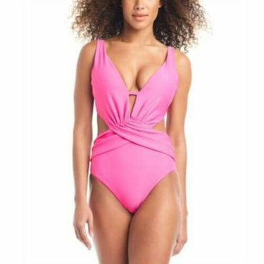 Bar III Womens Draped Monokini Swimsu Candy Kiss L Bar III
