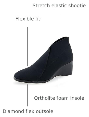 Women's Aerosoles ANINI Ankle Boot Wedge, Black Elastic, Size 9.5M