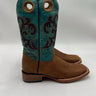 Circle G LADIE'S HONEY/TURQUOISE INLAY EMBROIDERY WIDE SQ. TOE L5910 Size 7 Circle G