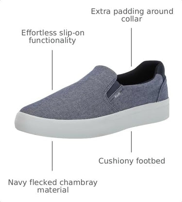 Keds Women's Pursuit Slip ON Sneaker, Navy Flecked Chambray, Size 6.5