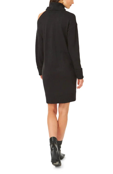 1.STATE Long Sleeve Cold-Shoulder Sweaterdress Rich Black XS