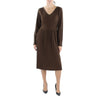 kensie Womens Soft Pleated Sweaterdress Brown S kensie