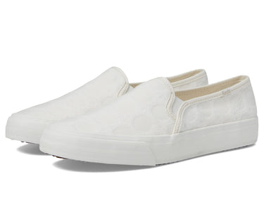 Keds Women's Double Decker Sneaker, White Canvas, Size 8.5