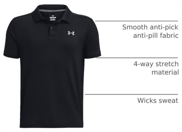 Under Armour Boys Performance Polo, (001) Black / / Pitch Gray, Large