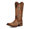CIRCLE G Sand Brown Square Toe Women's Leather Boots Embroidery L2063, 7.5M Circle G