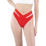 BCBGMAXAZRIA Women's High Waisted Swimsuit Bottom with Cross Front, Red, 10 BCBGMAXAZRIA