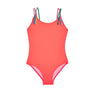 Beach Lingo Womens Tied Up Braid Fringe One-Piece (Big Kids) Neon Grapefruit 12 Beach Lingo