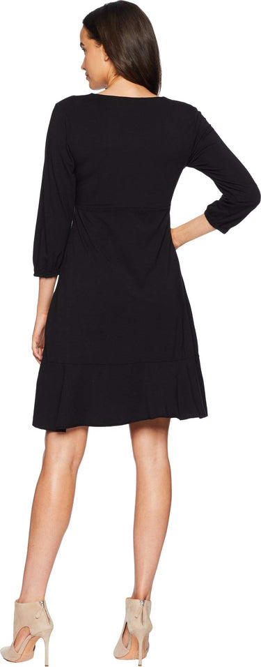 Mod-O-Doc Cotton Modal Spandex Surplice Front Dress Flounce Hem Black Size L
