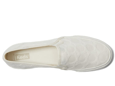Keds Women's Double Decker Sneaker, White Canvas, Size 8.5