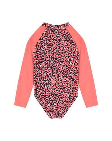 Andy & Evan Girls' Rashguard Swim Suit (Toddler/Little Kids), Coral Cheetah, 6X Andy & Evan