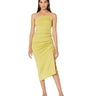 line and dot Adelyn One Shoulder Knit Dress with Slit Chartreuse LG Line & Dot