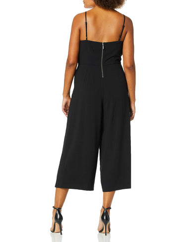 Kensie Women's Cropped Jumpsuit with Ruffle Accent, Black, XS kensie