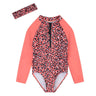 Andy & Evan Girls' Rashguard Swim Suit (Toddler/Little Kids), Coral Cheetah, 6X Andy & Evan