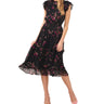 CeCe Ruffle Midi Dress with Smocking Rich Black LG CeCe
