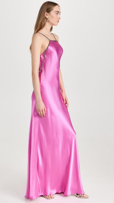 L'AGENCE Women's Majesty Dress with Chain, Magenta Pink, 2