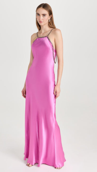 L'AGENCE Women's Majesty Dress with Chain, Magenta Pink, 2