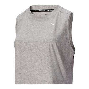 PUMA Plus Size Train Cropped Logo Muscle Tank Light Gray Heather 1X PUMA