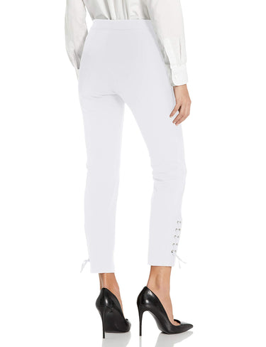 Lyssé Women's Lace Up Stretch Twill Pant, White, S