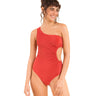 Rio de Sol One Shoulder Cutout Brazilian One-Piece Burnt Orange Terry XS RIO DE SOL