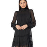 CeCe Long Sleeve Yoryu Ruffled Dress Rich Black SM CeCe