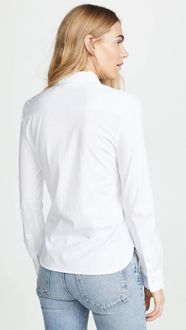 Theory womens Long Sleeve Fitted Shirt Blouse, White, SIZE L