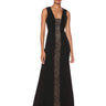 BCBGMAXAZRIA Women's Lace Inset Flared Gown Dress, Black, 8 BCBGMAXAZRIA