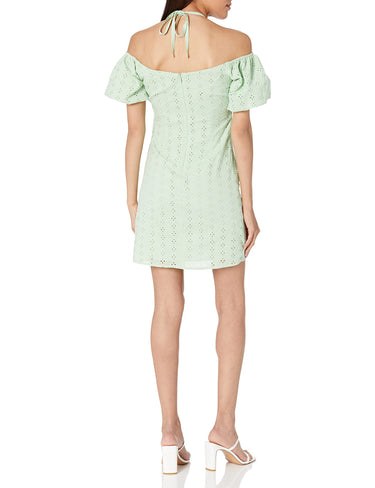 BCBGeneration Women's Eyelet Halter Dress, Mint, 6 BCBGeneration