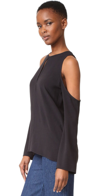 Theory Women's Sarver.Rosina Crepe Top, Black, S