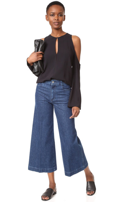 Theory Women's Sarver.Rosina Crepe Top, Black, S