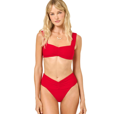 L*Space Eco Chic Econyl Marlee Bikini Top for Women, Lipstick Red, D