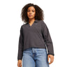 PUMA Women's Better Sportswear Long Sleeve Polo, Flat Dark Gray, X-Large PUMA