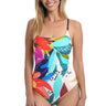La Blanca Womens Rouched Mio One Piece Swimsuit, Multi Electric Shore Size 6 La Blanca