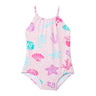 Hatley Girl's Swimsuit, Abstract Sea Life, 4 Years Hatley
