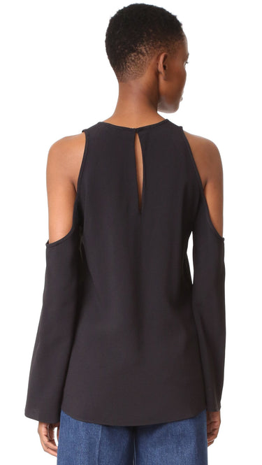 Theory Women's Sarver.Rosina Crepe Top, Black, S