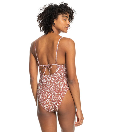 Roxy Love The Muse Ribbed One-Piece Rustic Brown Animalia Dots XL
