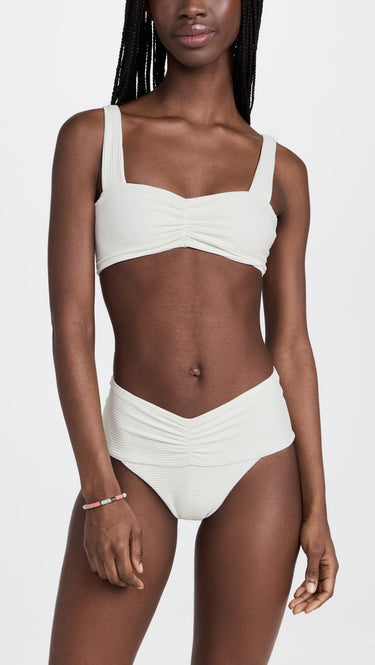 L*Space Eco Chic Econyl Bardot Bikini Bottom for Women, Cream, S L*Space