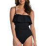 La Blanca Women's Island Goddess Ruffle Bandeau One Piece Swimsuit, Black Size 8 La Blanca